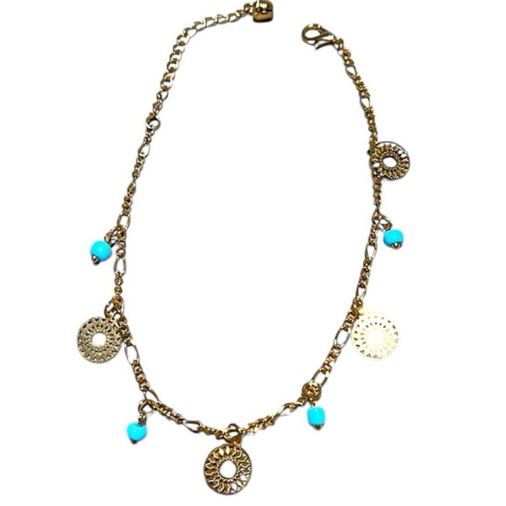 Bracelet or anklet gold tone with charms and beads